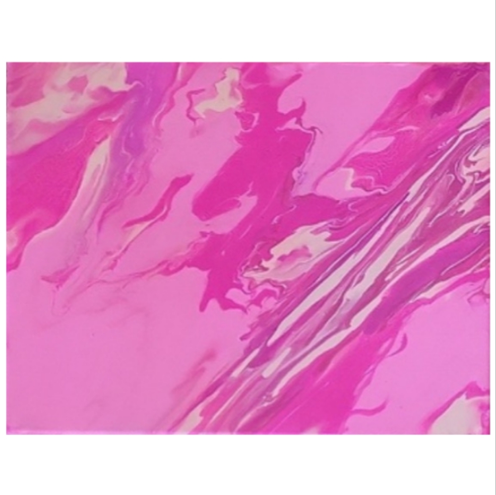 Hand Crafted Pink Abstract Design 11x14 Inches Canvas Painting - Picture 3 of 4